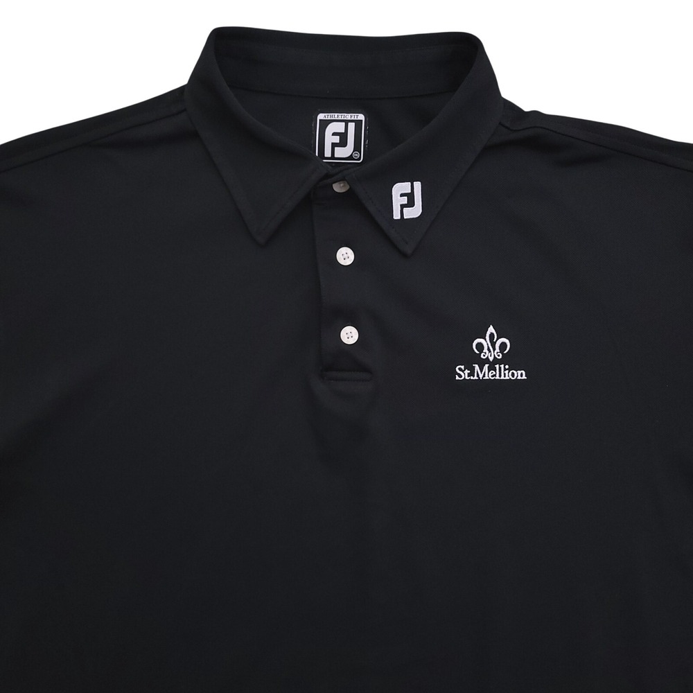FootJoy Polo Shirt Men 2XL St Mellion Black Tour Issue FJ Pro Collar Golf Resort